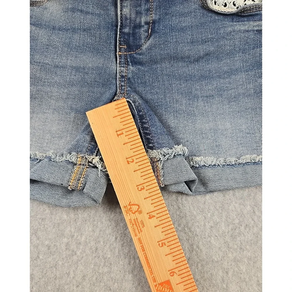 SO Jean Shorts Girls Size 7 Cut Off Mid Rise Denim Floral Shortie Jeans NWT